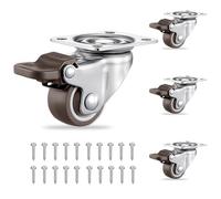 Resszo Lot de 4 roulettes pivotantes à 360 degrés en caoutchouc avec 4 freins, roues robustes pour chariot, capacité de charge de 40 kg pour table, lit de bébé