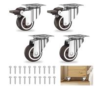 Resszo Lot de 4 Roulettes Pivotantes Pour Meubles dont 2 avec Frein 25mm Petites Roulettes de Meubles Pour Bibliothèque Armoire Table l'intérieur et l'extérieur