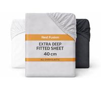 Rest Fusion Drap-housse profond de 40 cm, entièrement élastique, en microfibre brossée douce, infroissable, résistant au rétrécissement et à la décoloration, facile d'entretien, gris argenté, lit 1