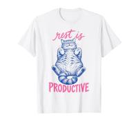 Rest is Productive Funny Lazy Cat Lover Nap Quote T-Shirt