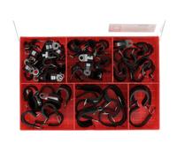 Restagraf - Coffret de Colliers à Boucle Déportée - Assortiment de Fixations Fiable - Atelier et Mécanique - Diamètre 8 à 28 mm - DIN 3016 - Réf. 49 - Coffret de 64 pcs