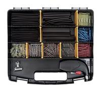 Restagraf - Coffret de Gaines Thermorétractables et Manchons Bout-à-Bout avec Mini-Pistolet Thermique - Assortiment pour Isolation et Protection de Câbles - Réf. 18 - Coffret de 221 pcs