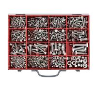 Restagraf - Coffret de Vis à Métaux Tête Hexagonale - Avec Écrous - Inox A4 - M5-0.80 à M10-1.50 - DIN 934 - Réparation et Maintenance Automobile - Réf. 46 - Coffret de 825 pcs