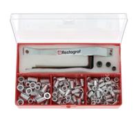 Restagraf - Coffret d'Écrous à Sertir en Aluminium avec Outil de Pose Inclus - Assortiment pour Vis M4-0.70 à M6-1.00 - Fixation Tôle - Idéal Réparation Carrosserie - Réf. 2801 - Coffret de 147 pcs