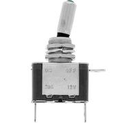 Restagraf - Interrupteur Électrique à Levier à Lumière Verte - 3 Broches - Connexion Cosse Plate - Trou de Diamètre 12 mm - 20 A - 12 V - Réf. 17451 - Blister de 1