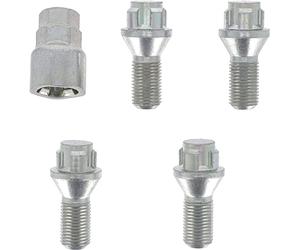 Restagraf - Jeu de 4 Vis de Roue Antivol - Embase Conique - Bloc Jante Acier & Alu - Compatible avec BMW, Nissan, Opel, Renault, Volvo (Certains Véhicules) - M14-1.50 X 28 mm - Réf. 188609