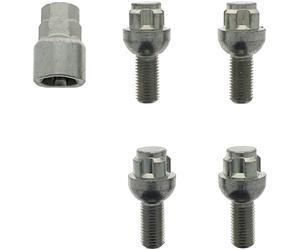 Restagraf - Jeu de 4 Vis de Roue Antivol - Embase Sphérique - Bloc Jante Acier & Alu - Compatible avec Seat, Škoda, Volkswagen (Certains Véhicules) - M12-1.50 X 25 mm - Réf. 188605