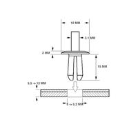 Restagraf - Rivet Plastique pour Fixation Carrosserie - Pour Trou 5 mm - Compatible Multimarque - Réf. 213 - Sachet de 25