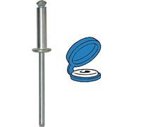 Restagraf - Rivets Épanouis avec Chapos Bleus pour Plaques d'Immatriculation - Diamètre 4 mm - Fixation Durable sur Carrosserie ou Support Plastique - Réf. 4781 - Boîte de 400