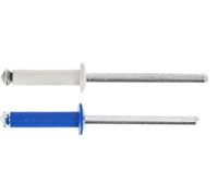 Restagraf - Rivets Épanouis Bleus, Blancs pour Plaques d'Immatriculation - Diamètre 4 mm - Longueur 26 mm - Réf. 225107 - Blister de 8, Gris/Bleu
