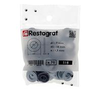 Restagraf - Rondelle Plate - Diamètre 7 x 16 x 1,5 mm - Acier - Répartition de Charge - Usage Automobile et Bricolage - Réf. 514 - Sachet de 70