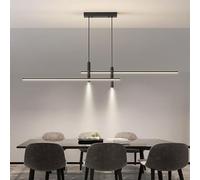 Restaurant nordique, suspension LED linéaire à intensité variable, lampe suspendue de plafond à longue bande antique réglable avec projecteur pour îlot de cuisine, salle à manger, ferme, bar,
