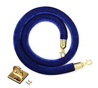 Restaurants/Movie Theaters/Office Front Desk Velvet Ropes,Durable Wall Barriers Rope with Hooks Kits, Queue Divider(Blue,2ft/60cm)