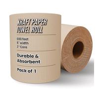 Restaurantware - Rouleau d'essuie-tout en papier kraft de 152,4 m de long, rouleau d'essuie-mains de 20,3 cm de large, distributeur universel à 1 pli, noyau de 5,1 cm, haute absorption, usage