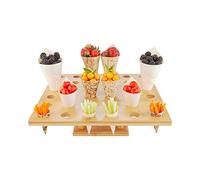 Restaurantware - Support de cône de 34 x 9,6 cm, 10 supports de cônes robustes - Avec 36 emplacements, cônes vendus séparément, support de cône en bambou, pour buffets, banquets, ou événements de