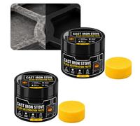 Restaurateur de poêle noir, 50 g de vernis en fonte avec éponge, pâte de restauration noire résistante à la chaleur pour poêles à bois et grilles de cheminée, entretien de la fonte à surface (2PCS)