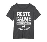Reste Calme C'est Un Berger Allemand Pas Un Requin T-Shirt, Femme Grandes Tailles, Chiné Foncé, 5X