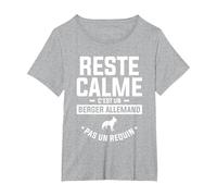 Reste Calme C'est Un Berger Allemand Pas Un Requin T-Shirt, Femme Grandes Tailles, Gris Chiné, 1X