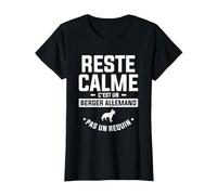 Reste Calme C'est Un Berger Allemand Pas Un Requin T-Shirt, Femme, Noir, 3XL