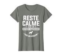 Reste Calme C'est Un Berger Allemand Pas Un Requin T-Shirt, Femme, Vert Kaki chiné, S