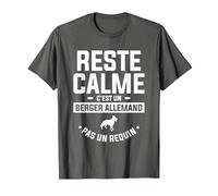Reste Calme C'est Un Berger Allemand Pas Un Requin T-Shirt, Homme, Asphalte, 6XL
