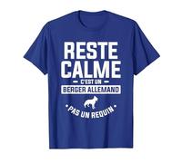 Reste Calme C'est Un Berger Allemand Pas Un Requin T-Shirt, Homme, Bleu Royal, XXL