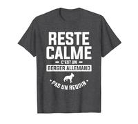 Reste Calme C'est Un Berger Allemand Pas Un Requin T-Shirt, Homme, Chiné Foncé, S