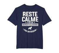 Reste Calme C'est Un Berger Allemand Pas Un Requin T-Shirt, Homme Grandes Tailles, Bleu Marine, 4X Tall