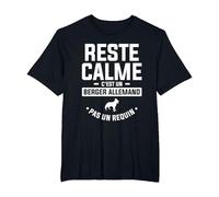 Reste Calme C'est Un Berger Allemand Pas Un Requin T-Shirt, Homme Grandes Tailles, Noir, 4X Tall