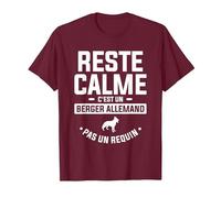 Reste Calme C'est Un Berger Allemand Pas Un Requin T-Shirt, Homme, Marron, M