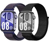 RESTEQ Bracelets sport pour Huawei Watch Fit 4 Fit 4 Pro et Fit 3 sangles nylon réglables lot de 2 noir et bleu marine