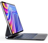 RESTEQ Clavier avec trackpad pour iPad Air 12.9 (M2 2024) et iPad Pro 12.9, Bluetooth 5.2, rétroéclairage 7 Couleurs, étui magnétique Noir