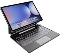 RESTEQ Clavier QWERTZ avec Étui pour Samsung Galaxy Tab S10+/S9+/S9 FE+/S8+/S7 FE/S7+ 12,4" HOU Rétroéclairé avec Pavé Tactile et Support S Pen