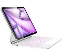 RESTEQ Clavier QWERTZ rétroéclairé avec étui pour iPad Air 13 2024 M2 et iPad Pro 12,9 Pouces 3e/4e/5e/6e génération avec touchpad magnétique Blanc