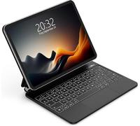 RESTEQ Étui avec clavier magnétique pour iPad Pro 11/Air 5/4 avec pavé tactile et clavier rétroéclairé, noir