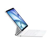 RESTEQ Étui Clavier Magic avec trackpad pour iPad Air 11 / Air 5 / iPad Pro 11 QWERTZ rétroéclairé Blanc Support réglable 135°