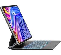 RESTEQ Étui Clavier magnétique Earto pour iPad Pro 12.9 / iPad Air 13 M2 avec trackpad, rétroéclairage 7 Couleurs, Clavier QWERTY ES, USB-C