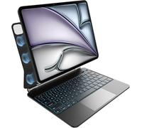 RESTEQ Étui Clavier QWERTZ rétroéclairé pour iPad Air 13 2024 et iPad Pro 12,9 Pouces 3e-6e génération avec pavé Tactile magnétique Noir