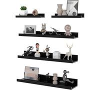 RESTEQ Lot de 5 étagères murales Modernes Noires pour Salon ou Bureau - Design élégant et Fonctionnel