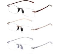 RESTEQ Lunettes de lecture sans monture filtrage lumière bleue ultra légères TR90 unisexes avec plaquette de nez silicone monobloc, 18 g