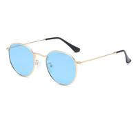 RESTEQ Lunettes de soleil rondes polarisées unisexes, monture en métal léger, style rétro, protection UV400, pour homme et femme