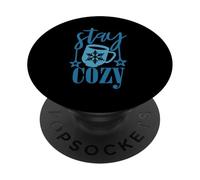 Restez au Chaud, Amoureux de la Neige, de l'hiver, du Froid PopSockets PopGrip Adhésif