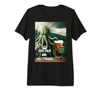 Restez Calme et Appelez Cthulhu Lovecraft T-Shirt Haut de Gamme