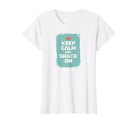 Restez Calme et goûtez à Retro Crown Food Lover T-Shirt, Femme, Blanc, S