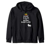 Restez calmes et brûlez Babylone Rastafari Rasta Message JNK Sweat à Capuche