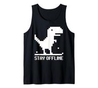 Restez Hors Ligne Pixel Dinosaure Dino Internet Médias Sociaux Débardeur