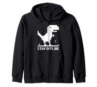 Restez Hors Ligne Pixel Dinosaure Dino Internet Médias Sociaux Sweat à Capuche