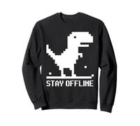 Restez Hors Ligne Pixel Dinosaure Dino Internet Médias Sociaux Sweatshirt