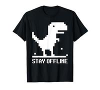 Restez Hors Ligne Pixel Dinosaure Dino Internet Médias Sociaux T-Shirt