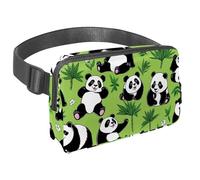 Restez mains libres et à la mode avec notre sac banane de voyage pour homme et femme, un sac à bandoulière pour la course, la marche, la randonnée et le cyclisme, panda mignon sur vert, Multicolore